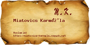 Miatovics Karméla névjegykártya